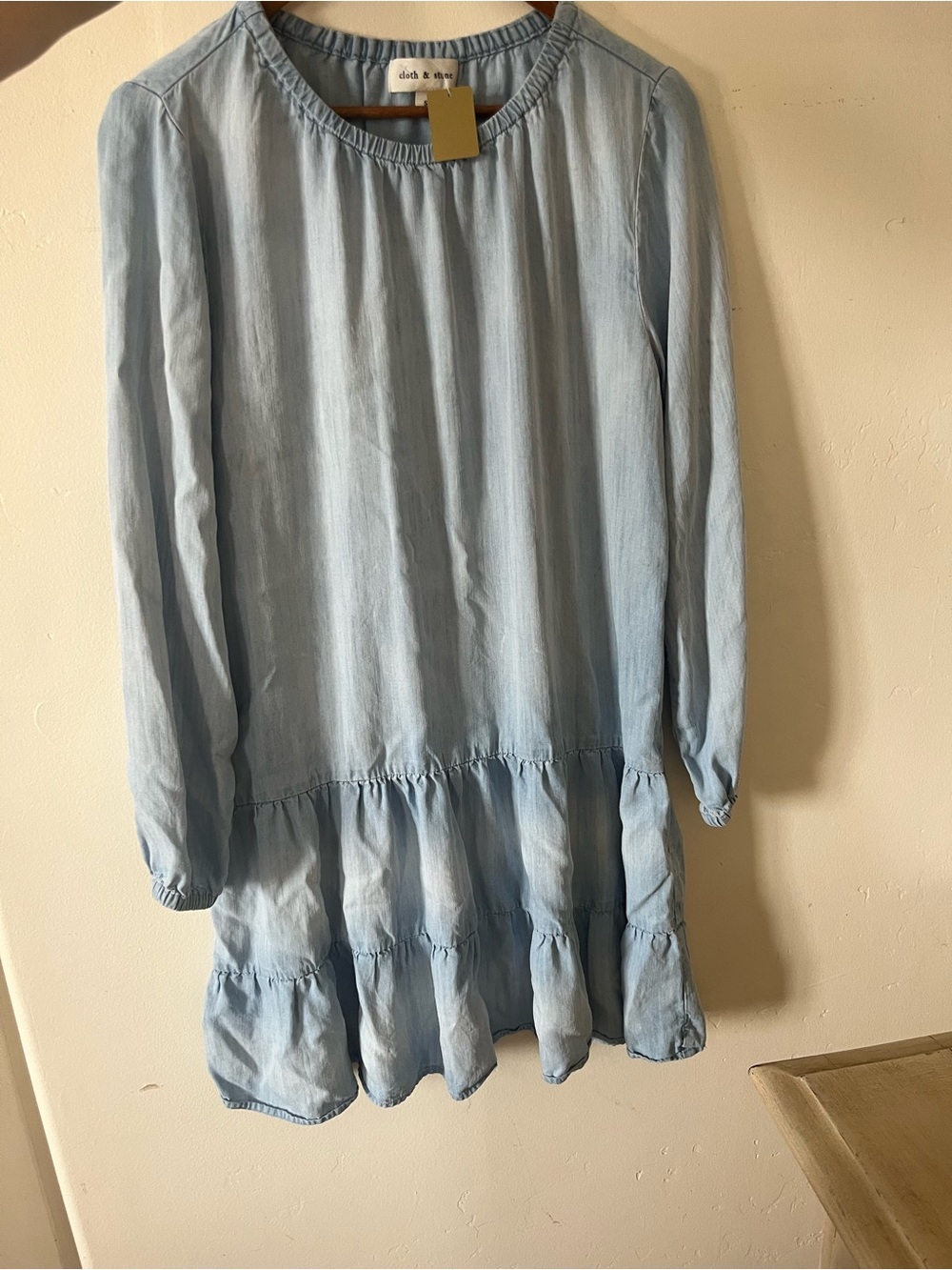 cloth & stone denim cottage Tiered Long Sleeve Dress